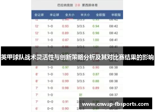 英甲球队战术灵活性与创新策略分析及其对比赛结果的影响